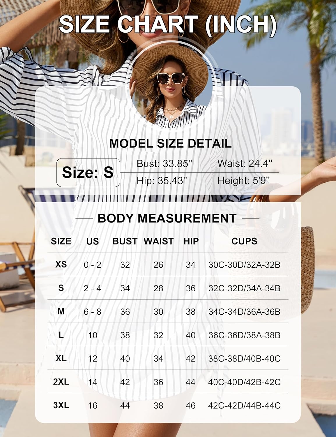 image:imageBlooming Jelly Womens Bathing Suit Cover Up Drawstring Bikini Beach DressBlack Stripes