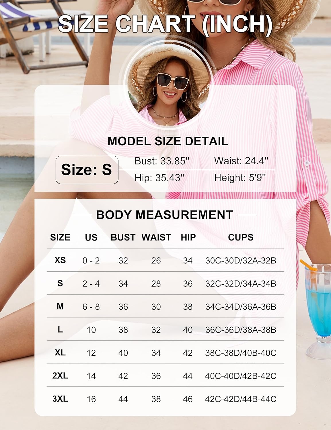 image:imageBlooming Jelly Womens Bathing Suit Cover Up Drawstring Bikini Beach DressPink Stripes