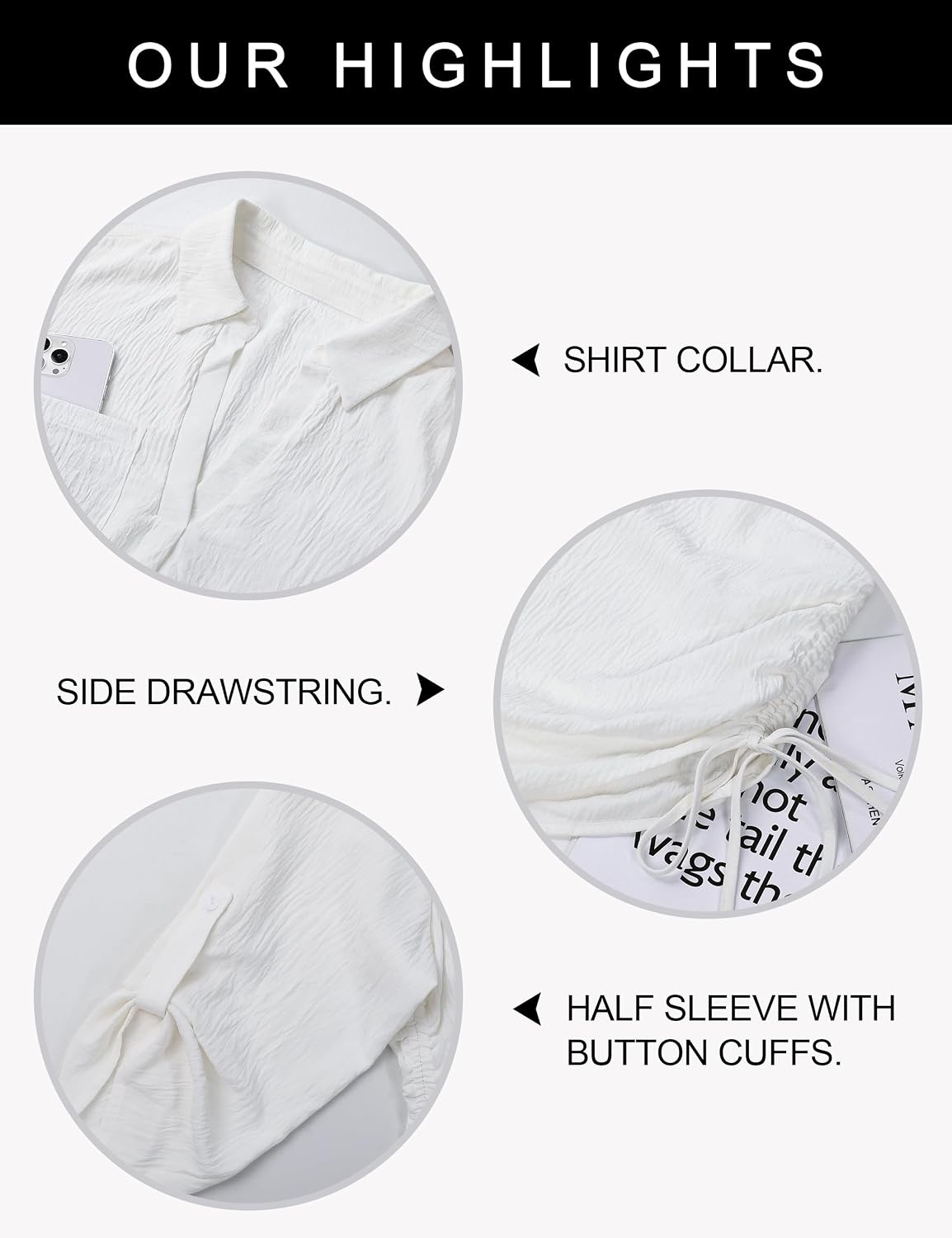 image:imageBlooming Jelly Womens Bathing Suit Cover Up Drawstring Bikini Beach DressWhite