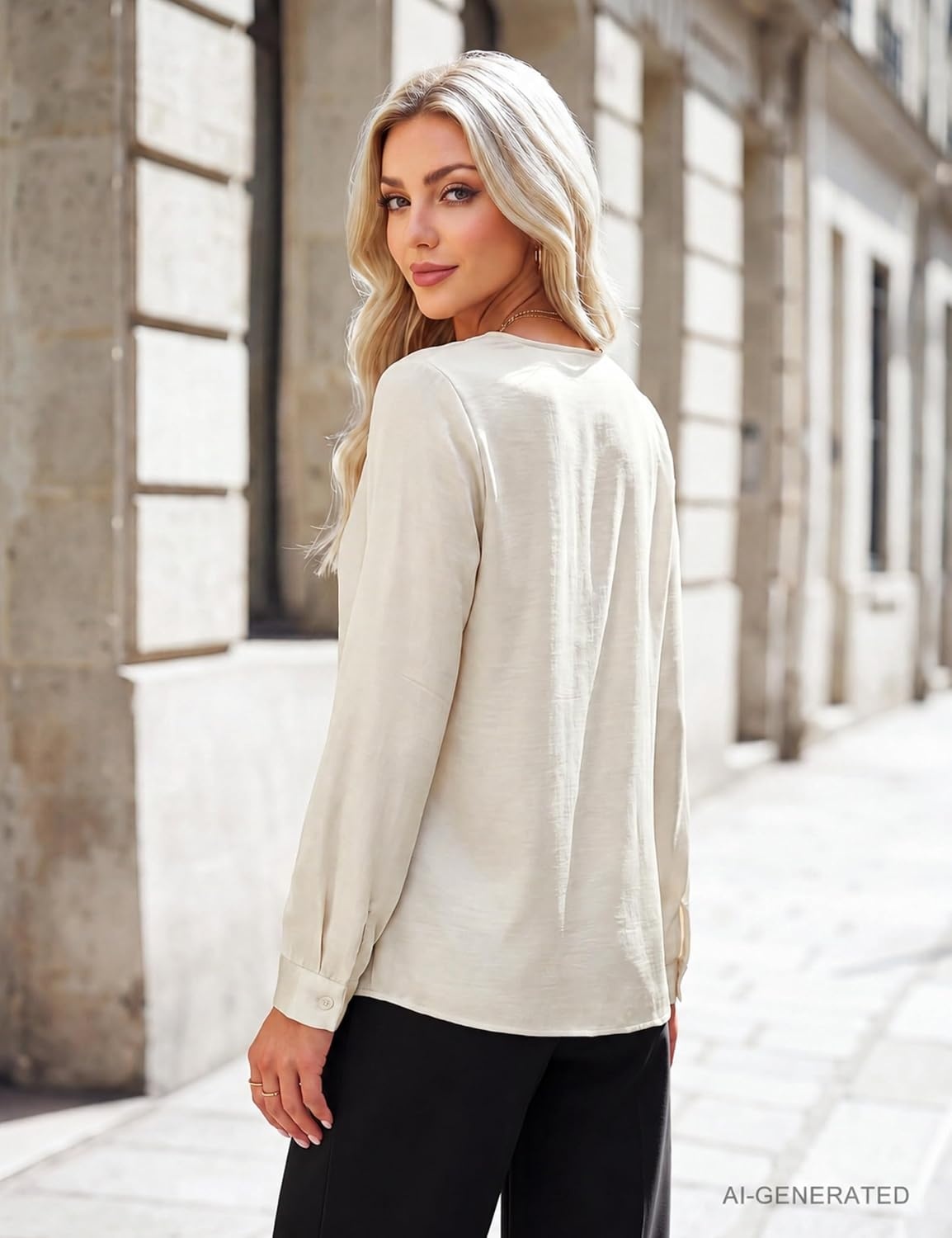 image:imageBlooming Jelly Womens Business Casual Tops V Neck Work Blouses Dressy ShirtApricot