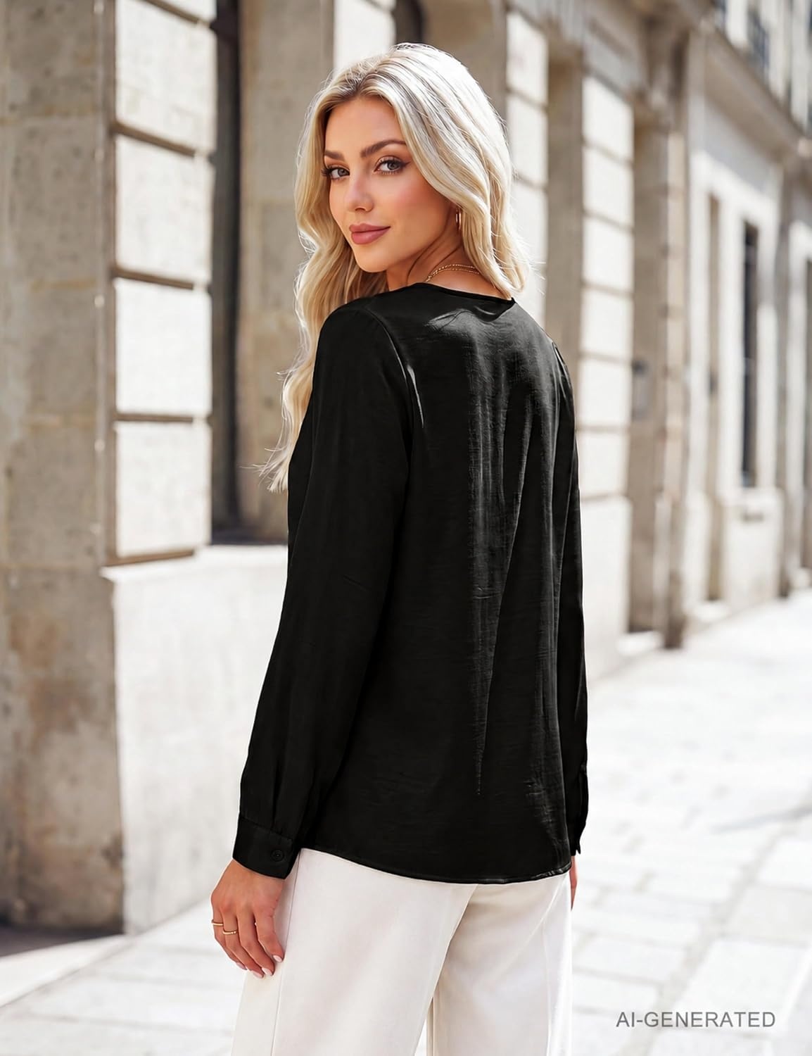 image:imageBlooming Jelly Womens Business Casual Tops V Neck Work Blouses Dressy ShirtBlack