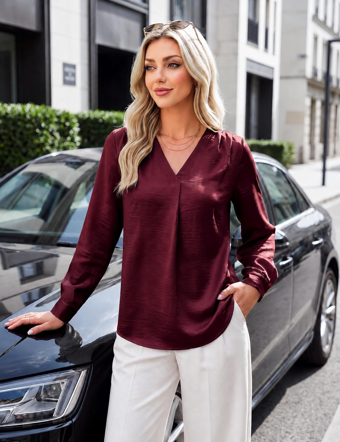 image:imageBlooming Jelly Womens Business Casual Tops V neck Work Blouses Dressy Shirt
