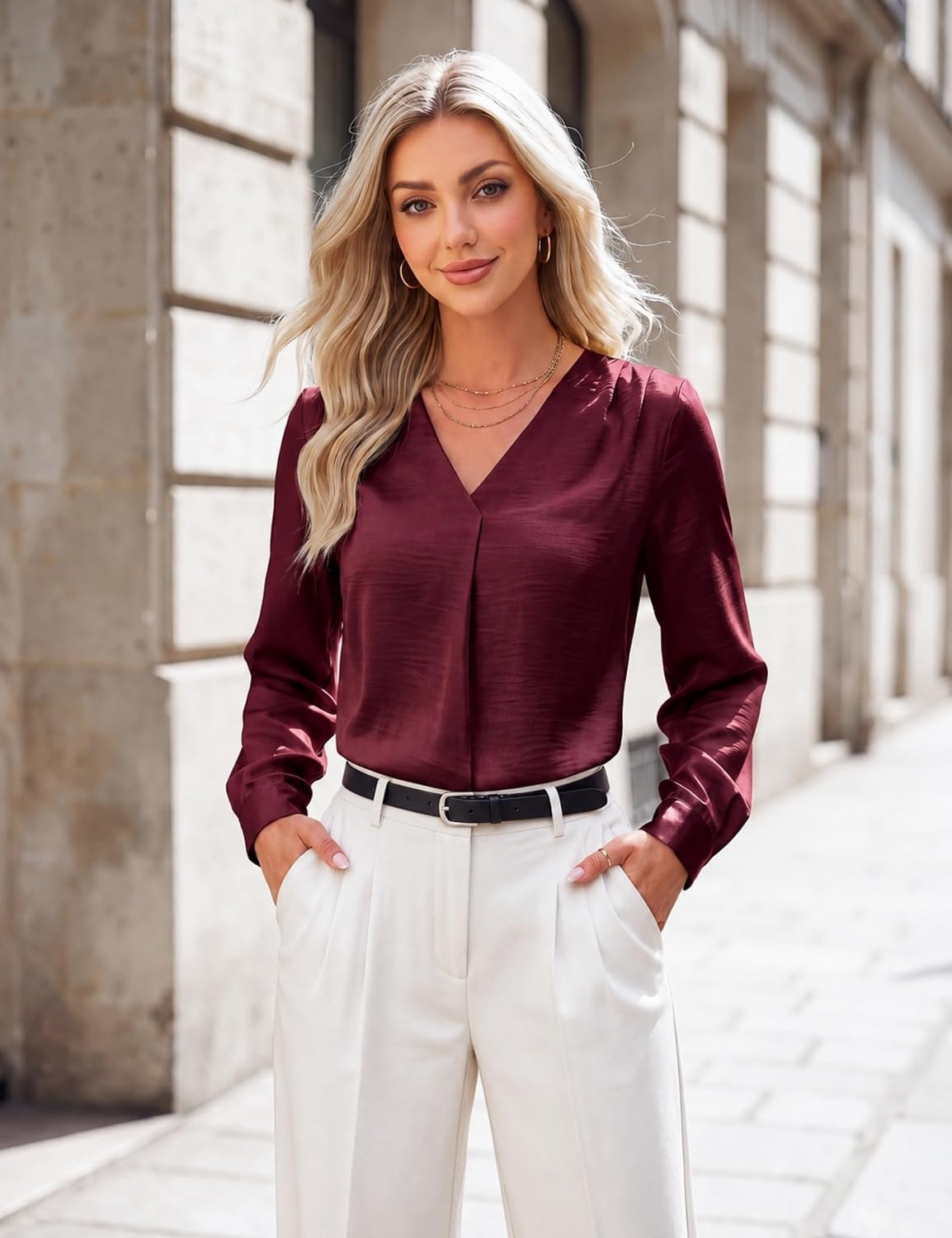 image:imageBlooming Jelly Womens Business Casual Tops V neck Work Blouses Dressy Shirt