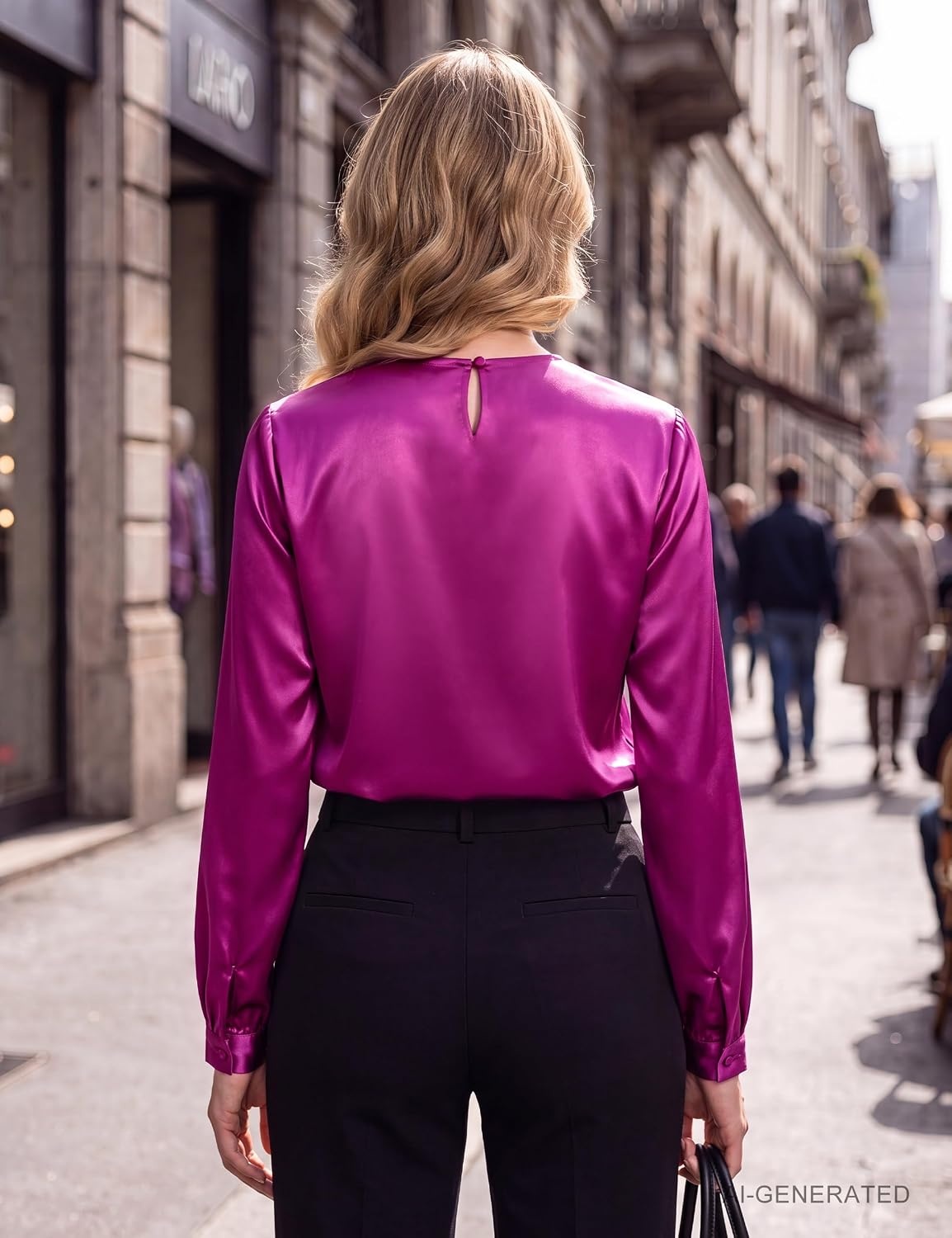 image:imageBlooming Jelly Womens Dressy Business Casual Blouse Pleated Long Sleeve Tops Satin Silk Work Shirt Fall Outfits 2026Hot Pink