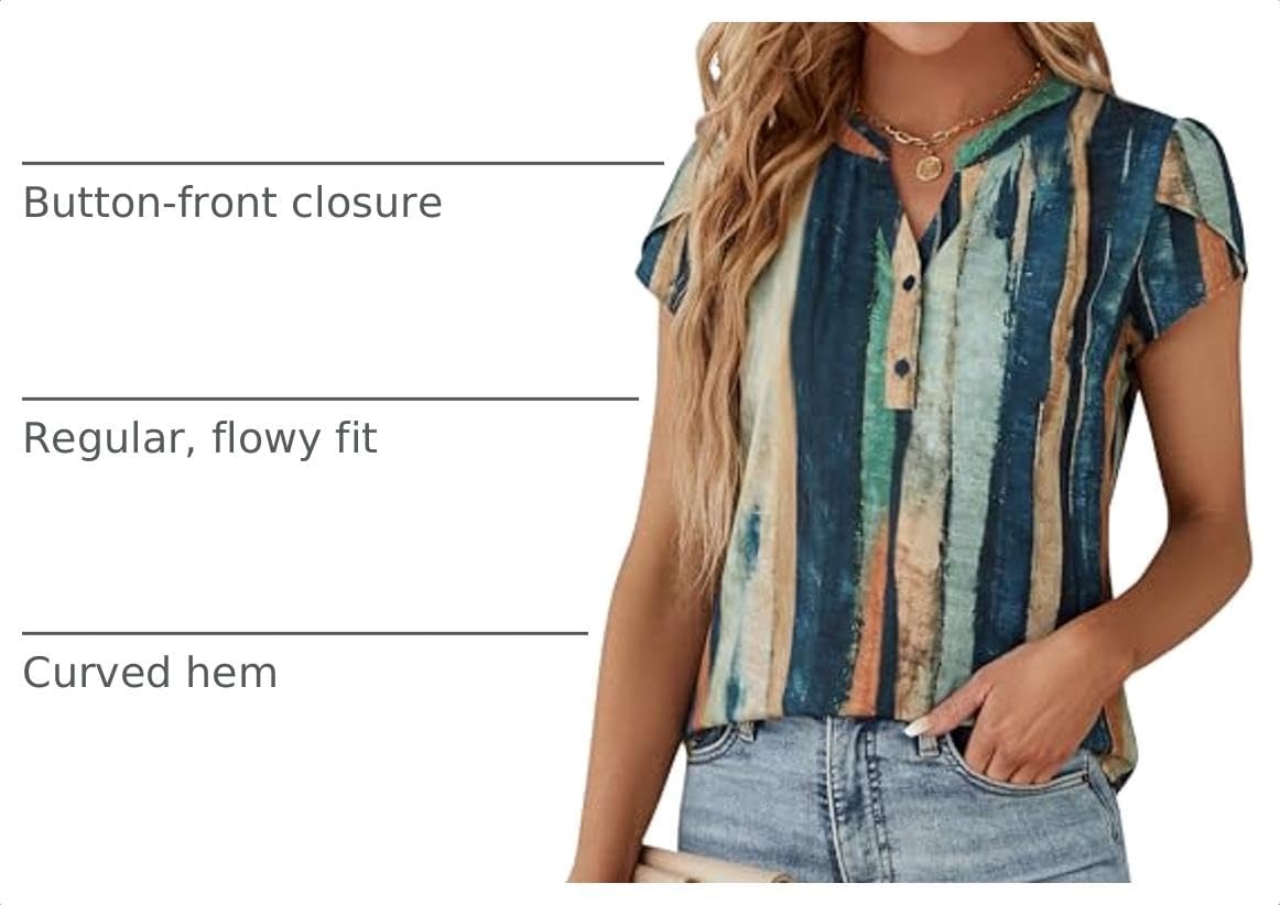 image:imageBlooming Jelly Womens Dressy Casual Tops Business Work Short Sleeve BlouseMulticolored