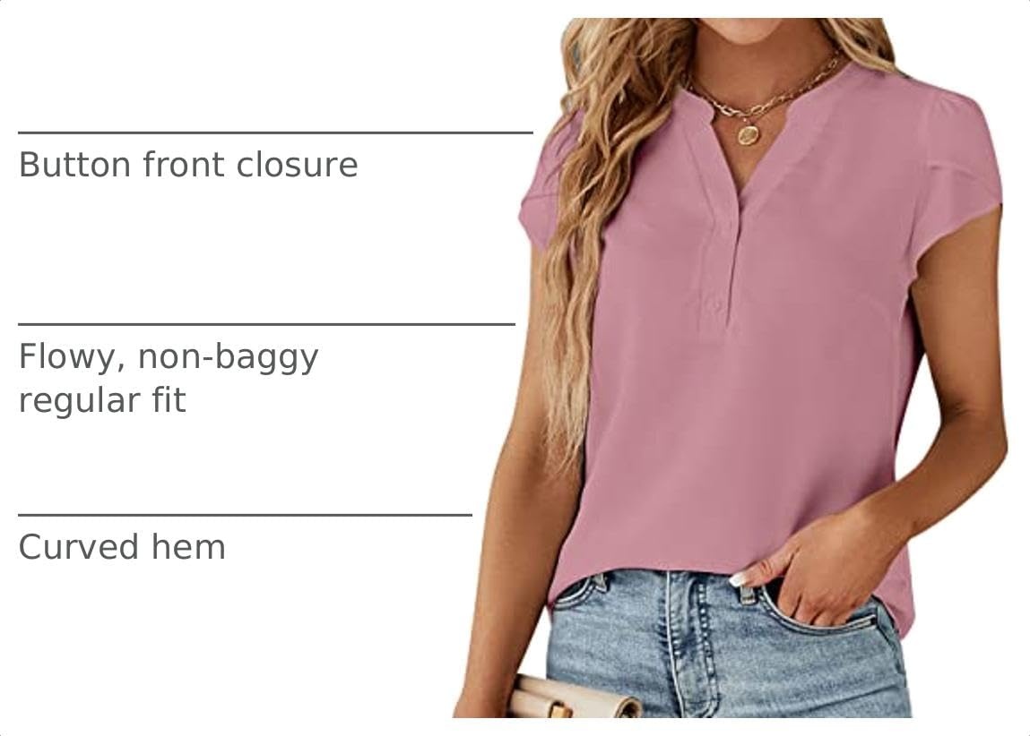 image:imageBlooming Jelly Womens Dressy Casual Tops Business Work Short Sleeve BlousePink