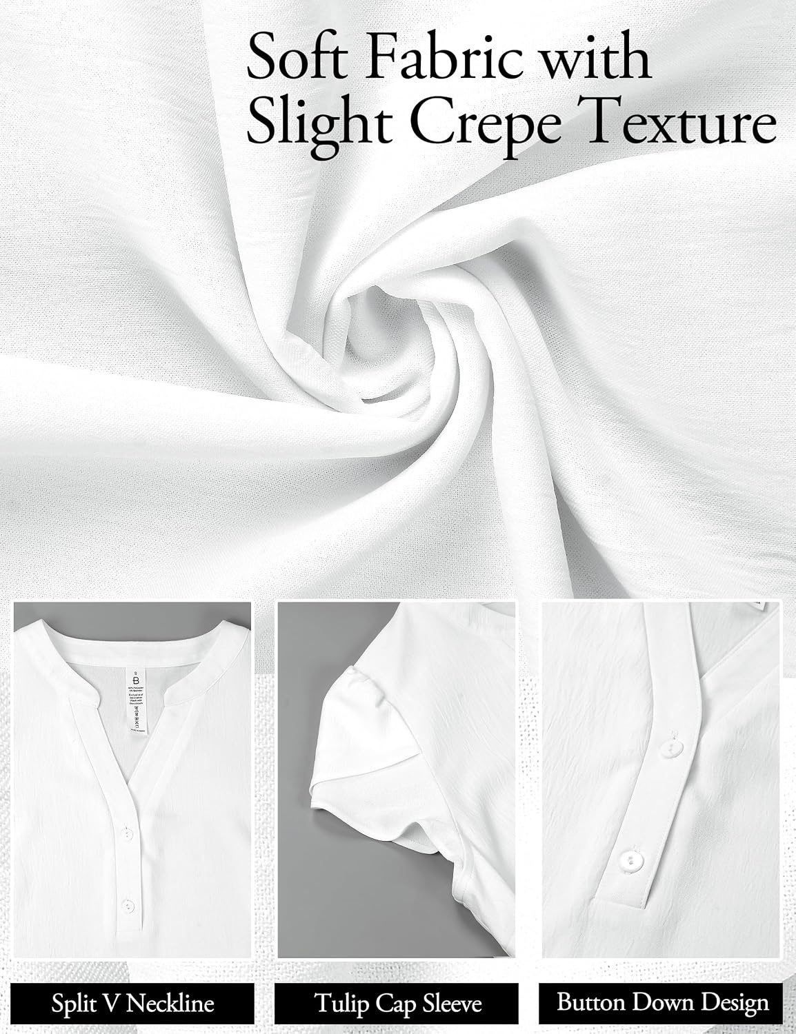 image:imageBlooming Jelly Womens Dressy Casual Tops Business Work Short Sleeve BlouseWhite