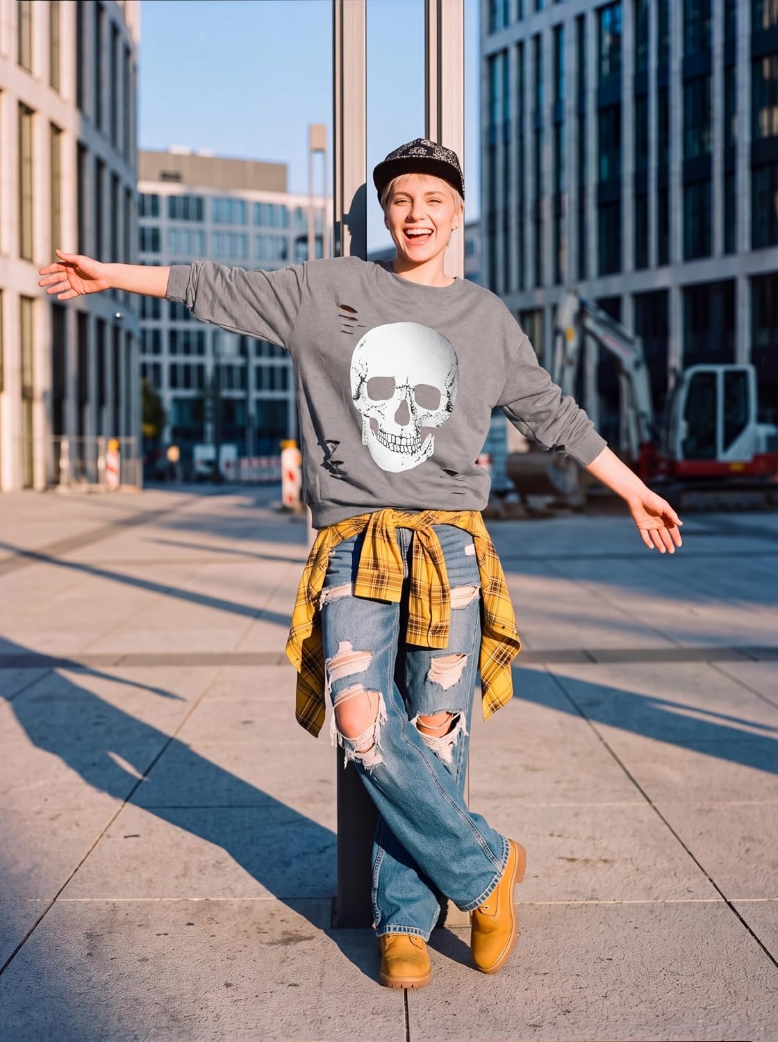 image:imageBlooming Jelly Womens Halloween Sweatshirts Skull Shirts Fall SweaterGrey