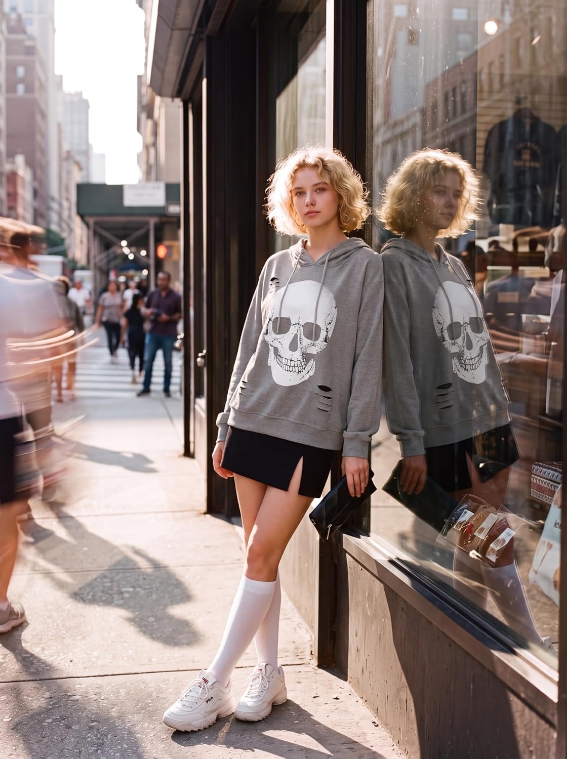 image:imageBlooming Jelly Womens Halloween Sweatshirts Skull Shirts Fall SweaterPale Gray