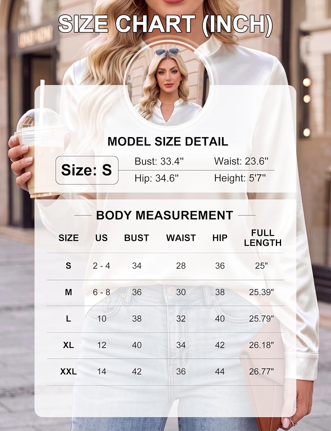 image:imageBlooming Jelly Womens Silk Work Blouses Long Sleeve Business Casual TopsBeige