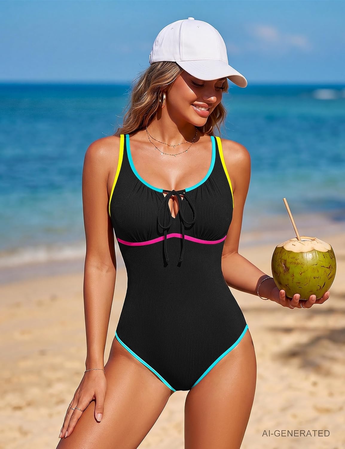 image:imageBlooming Jelly Womens Tummy Control One Piece Swimsuit t with Tie KnotBlack01