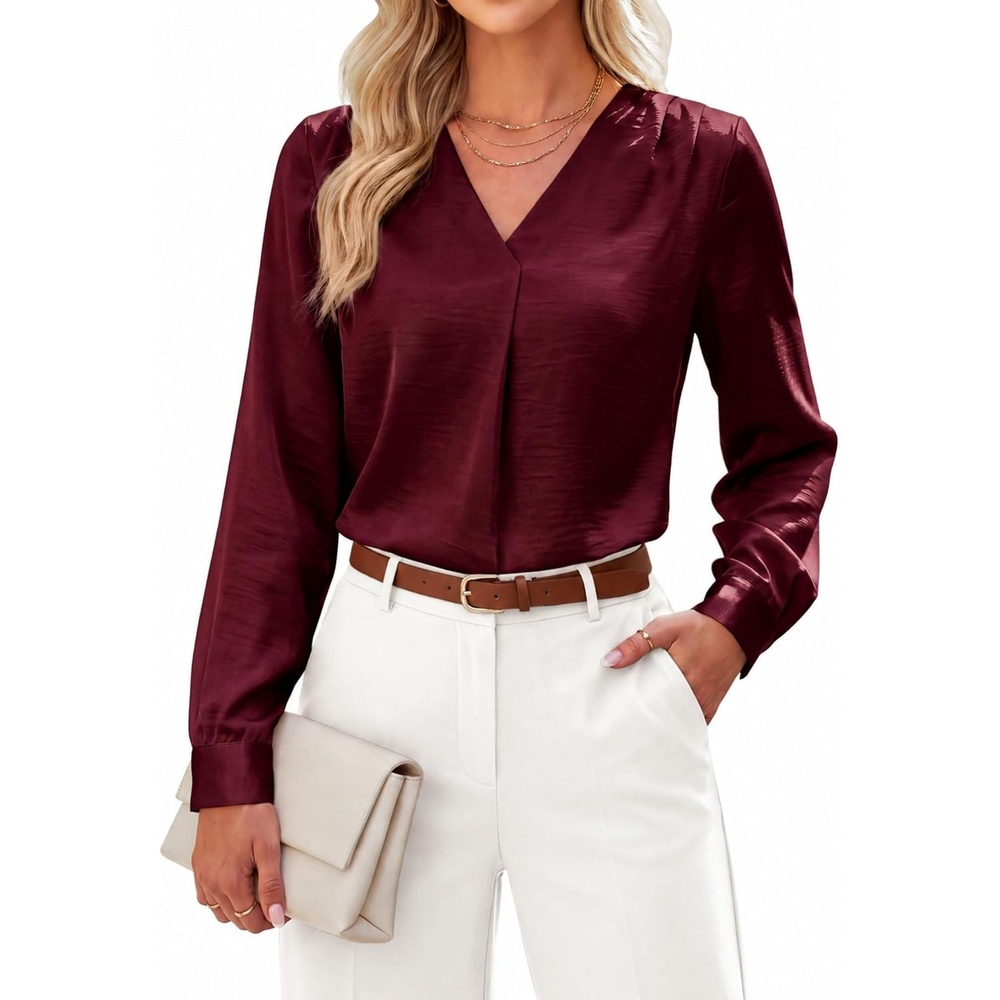 image:imageBlooming Jelly Womens Business Casual Tops V neck Work Blouses Dressy Shirt