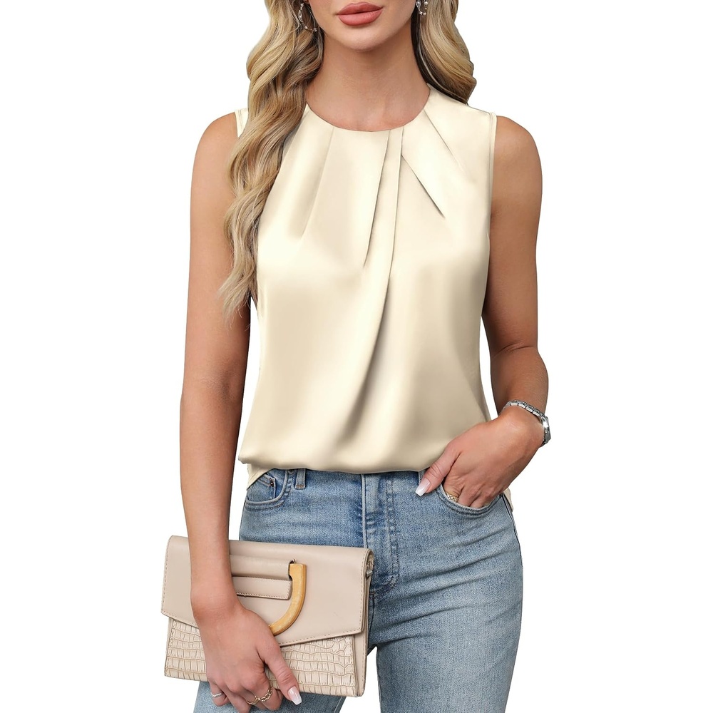 image:imageBlooming Jelly Womens Sleeveless Tank Tops Business Casual Trendy BlousesBeige
