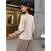 Blooming Jelly Women Silk Business Dressy Casual Blouses Long Sleeve Tops(Beige)