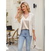Blooming Jelly Women Silk Business Dressy Casual Blouses Long Sleeve Tops(Beige)
