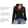 Blooming Jelly Women Silk Business Dressy Casual Blouses Long Sleeve Tops(Black)