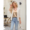 Blooming Jelly Women Silk Business Dressy Casual Blouses Long Sleeve Tops(Brown)