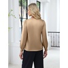 Blooming Jelly Women Silk Business Dressy Casual Blouses Long Sleeve Tops(Brown)