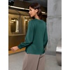 Blooming Jelly Women Silk Business Dressy Casual Blouses Long Sleeve Tops(Green)