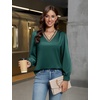 Blooming Jelly Women Silk Business Dressy Casual Blouses Long Sleeve Tops(Green)