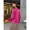 Blooming Jelly Women Silk Business Dressy Casual Blouses Long Sleeve Tops(Hot Pink)