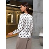 Blooming Jelly Women Silk Business Dressy Casual Blouses Long Sleeve Tops(Polka Dots)