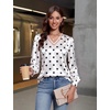 Blooming Jelly Women Silk Business Dressy Casual Blouses Long Sleeve Tops(Polka Dots)