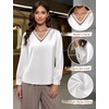 Blooming Jelly Women Silk Business Dressy Casual Blouses Long Sleeve Tops(White)