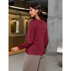 Blooming Jelly Women Silk Business Dressy Casual Blouses Long Sleeve Tops(Wine Red)