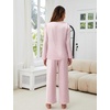 Blooming Jelly Women Silk Pajamas Set 2 Piece Satin PJ Sets Long Sleeve with Tie Lounge Sleepwear(Pink)
