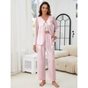 Blooming Jelly Women Silk Pajamas Set 2 Piece Satin PJ Sets Long Sleeve with Tie Lounge Sleepwear(Pink)