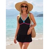 Blooming Jelly Womens 3 Piece Tankini Swimsuits Tummy Control Bathing Suit(Black)