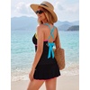 Blooming Jelly Womens 3 Piece Tankini Swimsuits Tummy Control Bathing Suit(Black)