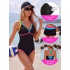 Blooming Jelly Womens 3 Piece Tankini Swimsuits Tummy Control Bathing Suit(Black)