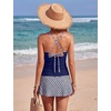 Blooming Jelly Womens 3 Piece Tankini Swimsuits Tummy Control Bathing Suit(Blue)