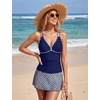 Blooming Jelly Womens 3 Piece Tankini Swimsuits Tummy Control Bathing Suit(Blue)