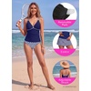 Blooming Jelly Womens 3 Piece Tankini Swimsuits Tummy Control Bathing Suit(Blue)