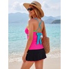 Blooming Jelly Womens 3 Piece Tankini Swimsuits Tummy Control Bathing Suit(Hot Pink)