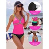 Blooming Jelly Womens 3 Piece Tankini Swimsuits Tummy Control Bathing Suit(Hot Pink)