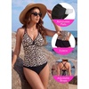 Blooming Jelly Womens 3 Piece Tankini Swimsuits Tummy Control Bathing Suit(Leopard Print)