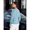 Blooming Jelly Womens Business Casual Blouses Dressy Long Sleeve Tops Satin Silk Work Shirt Fall Fashion 2026(Blue Green,Small)