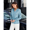 Blooming Jelly Womens Business Casual Blouses Dressy Long Sleeve Tops Satin Silk Work Shirt Fall Fashion 2026(Blue Green,Small)