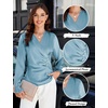 Blooming Jelly Womens Business Casual Blouses Dressy Long Sleeve Tops Satin Silk Work Shirt Fall Fashion 2026(Blue Green,Small)