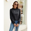 Blooming Jelly Womens Business Casual Tops Long Sleeve Work Shirts Mock Neck Dressy Tops Satin Silk Fall Outfits 2024(Black)