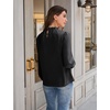 Blooming Jelly Womens Business Casual Tops Long Sleeve Work Shirts Mock Neck Dressy Tops Satin Silk Fall Outfits 2024(Black)