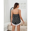 Blooming Jelly Womens Cami Pajama Sets Cute Heart Printed Pjs Sexy Sleepwear 2 Piece V Neck Pj Sets Cozy Loungewear(Black)