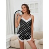 Blooming Jelly Womens Cami Pajama Sets Cute Heart Printed Pjs Sexy Sleepwear 2 Piece V Neck Pj Sets Cozy Loungewear(Black)