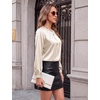 Blooming Jelly Womens Dressy Business Casual Blouse Pleated Long Sleeve Tops Satin Silk Work Shirt Fall Outfits 2026(Apricot)