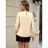Blooming Jelly Womens Dressy Business Casual Blouse Pleated Long Sleeve Tops Satin Silk Work Shirt Fall Outfits 2026(Apricot Yellow)