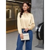 Blooming Jelly Womens Dressy Business Casual Blouse Pleated Long Sleeve Tops Satin Silk Work Shirt Fall Outfits 2026(Apricot Yellow)